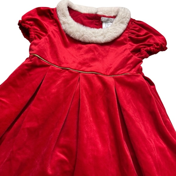 Max Studio Red Velour Christmas Dress Soft White Collar Short Sleeve Girls 4T - Picture 5 of 7